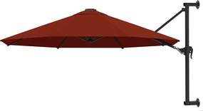 vidaXL Umbrelă de soare de perete cu stâlp metalic, cărămiziu, 300 cm