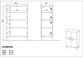 Dulap de baie înalt gri închis cu aspect de stejar 60x97 cm Yonkers - Germania