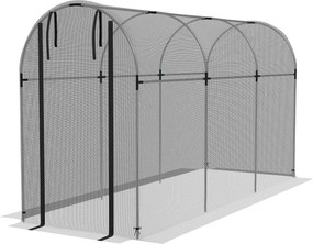 Outsunny Plasă protecție păsări, protecție plante, robustă, ușă cu fermoar, 120x360x188 cm, Negru/Argintiu | Aosom Romania