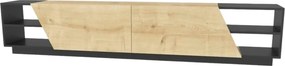 Comoda TV RHODES, gri antracit/stejar, PAL melaminat, 240x37x47 cm