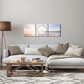 Tablou cu plaja cu nisip (cu ceas) (90x30 cm)