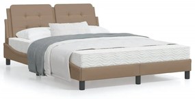 3208863 vidaXL Pat cu saltea, cappuccino, 140x190cm piele ecologică