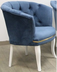 Fotoliu Milano, albastru, picioare albe, Homs