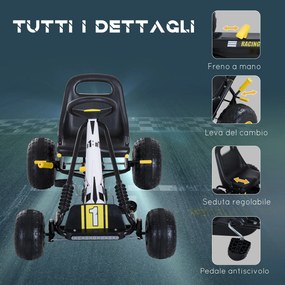 Go-Kart cu Pedale HOMCOM pentru Copii, Design Sportiv, Negru și Galben, Confort și Siguranță | Aosom Romania