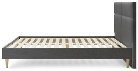 Pat matrimonial 180x200 cm negru tapițat cu somieră Elyna – Bobochic Paris