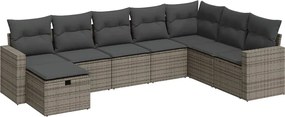 vidaXL Set canapele de grădină cu perne, 8 piese, gri, poliratan
