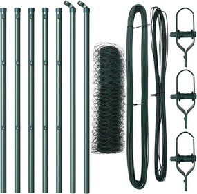 vidaXL Stâlp de gard. Verde 10 x 0,6 m (plasă 50 mm) Oțel și PVC