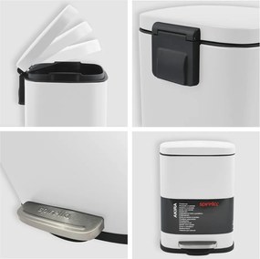 Coș de gunoi alb mat cu pedală din oțel 5 l Akira – Spirella