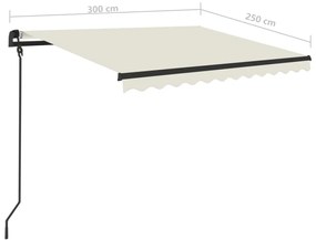 Copertina retractabila automat cu stalpi, crem, 3x2,5 m Crem, 3 x 2.5 m