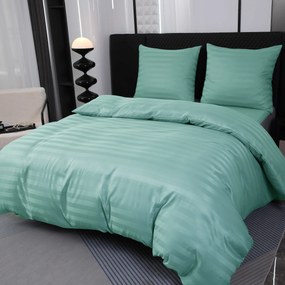 Lenjerie de pat hoteliera din microfibra JASMINE menta - dunga 2 cm Dimensiunile lenjeriei: 2 buc 70 x 80 cm | 160 x 200 cm