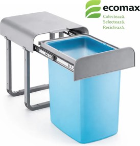 Cos gunoi incorporabil Aladin 40 Ecomax, cu extragere totala, 1 x 16 l Polipropilena cu fibra de sticla, H:362 mm; L:287 mm; A:333 mm, 400 mm, Gri