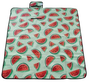 Patura pentru picnic Muhler 1.3x1.45 m, Bumbac perlat+ fleece, Rosu/verde