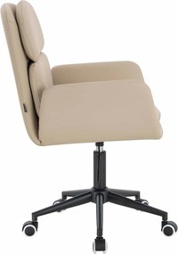 HR480K Scaun Crem Piele Ecologica Premium Soft cu Bază Neagră