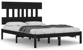3104722 vidaXL Cadru de pat, negru, 140x190 cm, lemn masiv