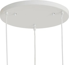Lampă suspendată Japandi Albă cu abajur organic cu 3 lumini - Moonstone