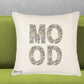 Perna Decorativa MOOD Money Grafic Urban, 40x40 cm, Crem Reliefat, Husa Detasabila, Perna Inclusa, BEKZ®