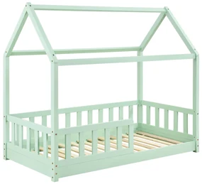 Pat pentru copii Marli 80 x 160 cm cu cadru cu lamele de culoare menta