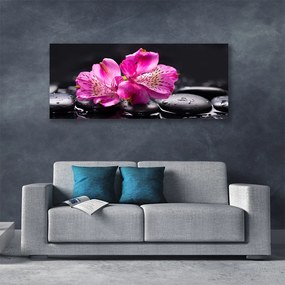 Tablou pe panza canvas Pietrele florale flori Roșu Negru