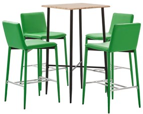 Set mobilier de bar, 5 piese, verde, piele ecologica Verde, 5