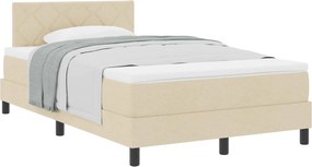 vidaXL Pat cu arcuri cu saltea cu headboard Crem 120 x 190 cm țesătură