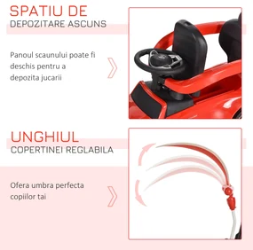 HOMCOM Mașină cu Maner pentru Copii, Licență Mercedes, Acoperiș și Bare de Siguranță Detasabile, Roșie | Aosom Romania