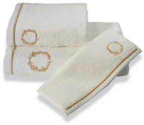 Prosop de corp SEHZADE 85x150 cm Alb crem - broderie auriu