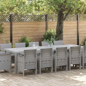 vidaXL Set de masă pentru grădină 13 pcs Gri deschis Rattan poli