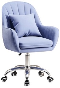 Scaun de birou, tesatura de catifea albastra / crom, KLIAN