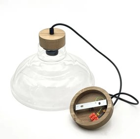 Lustră suspendată SINGLE 1xE27/60W/230V, diam. 28 cm, stejar