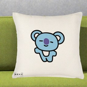Perna Personalizata BT21 Koya Kawaii, 40x40 cm, Crem Reliefat, Husa Detasabila, Perna Inclusa, BEKZ®