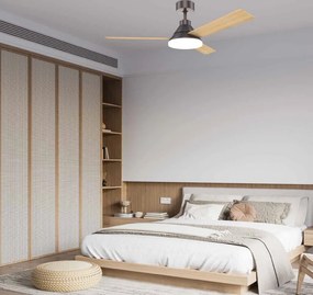 Lustra LED cu Ventilator si telecomanda Olalla maro/lemn