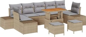vidaXL Set de canapele pentru grădină cu pernă 10 pcs Bej poliratan