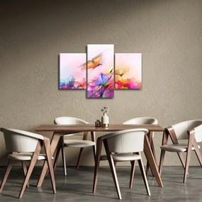 Tablou - Fluture asupra florilor, abstracție (90x60 cm)