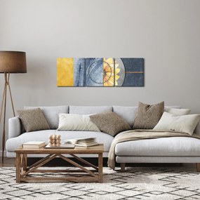 Tablou - Forme și flori (cu ceas) (90x30 cm)
