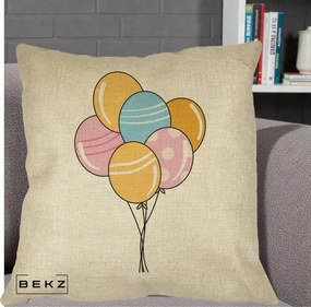 Perna Decorativa Baloane Petrecere, 40x40 cm, Crem, Husa Detasabila, Perna Inclusa, BEKZ®