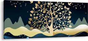 Tablou cu copac auriu (120x50 cm)