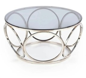 Masuta cafea VENUS argintiu/transparent, sticla/otel, 80x44 cm