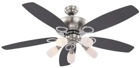Candelabru Jerry 0337, cu ventilator, 5xE14, crom, nichel mat, IP20, Globo