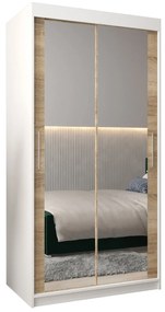 Dulap de haine 100 cm Toki 3 (alb mat + stejar sonoma). 1065044