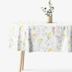 Goldea față de masă 100% bumbac deluxe - primăvară înflorită - ovală 140 x 180 cm