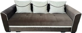 Canapea LILI extensibila, 3 locuri, cu lada de depozitare, catifea maro + crem , 220x95x80 Maro + Crem, Catifea