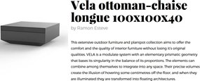 Taburete de exterior / interior design modern premium VELA OTTOMAN CHAISE-LONGUE 100cm
