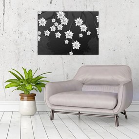 Tablou pe sticlă - Flori pe ramuri (70x50 cm)