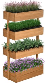 Outsunny Jardinieră din Lemn cu 4 Nivele Jardinieră Ridicată Exterioară cu Orificii de Drenaj 80x45x142 cm Portocaliu | Aosom Romania
