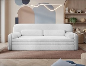 Canapea albă extensibilă/cu spațiu de depozitare cu tapițerie din țesătură bouclé 236 cm Elioss – ELTAP