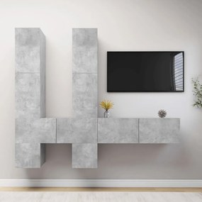3079139 vidaXL Set de dulapuri TV, 6 buc., gri beton, lemn prelucrat