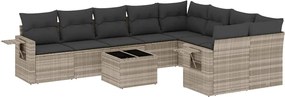 vidaXL Set canapele de grădină cu perne 10 piese gri deschis poliratan