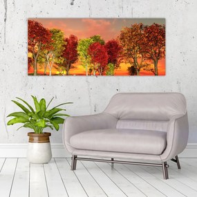 Tablou - Copaci colorate (120x50 cm)