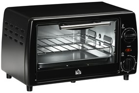 Mini Cuptor electric negru 36,5x26x22cm ,HOMCOM, 10L, temporizator, grila si tava incluse, 750 W, | Aosom Romania