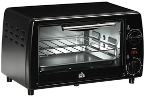 Mini Cuptor electric negru 36,5x26x22cm ,HOMCOM, 10L, temporizator, grila si tava incluse, 750 W, | Aosom Romania